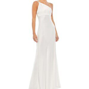 Mac Duggal- 1Shlder Satin Gown- wedding/formal/initiation